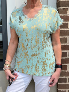 Gold Wash V-Neck Top