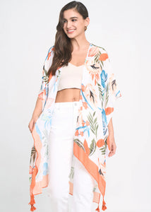 Palm Leaf Print Kimono