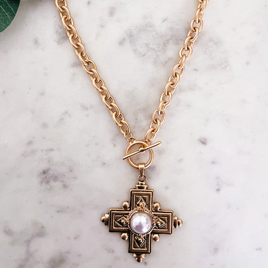 Cross Pearl Necklace