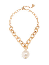 Load image into Gallery viewer, Oval Link Pearl Charm Necklace
