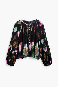 Pleated Floral Blouse