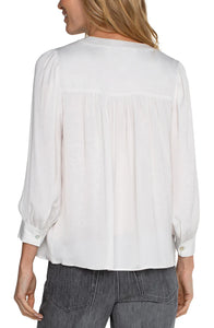 V Neck Popover Woven Blouse