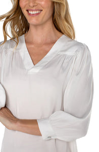 V Neck Popover Woven Blouse