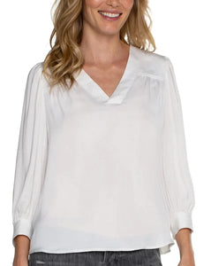 V Neck Popover Woven Blouse