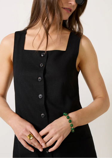 Posh Button Linen Dress