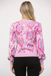 Abstract Puff Sleeve Sweater