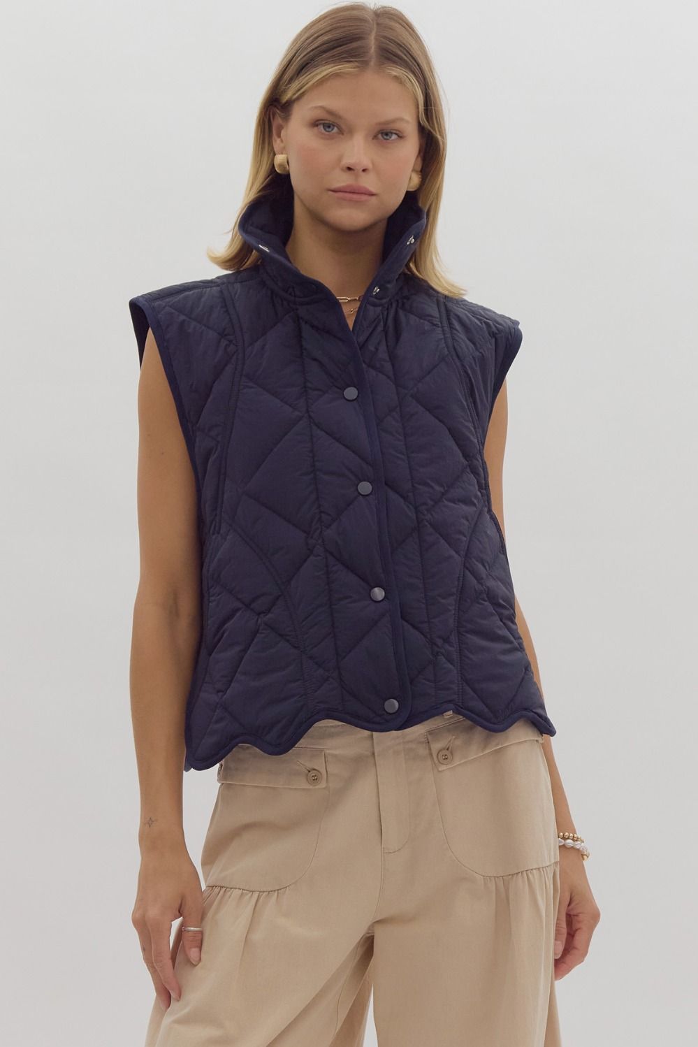 Quilted Scallop Snap Vest