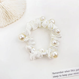 Silk Pearl Hair Scrunchies