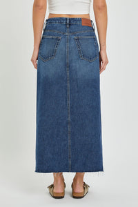 Slit Front Maxi Jean Skirt