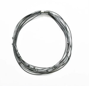 Multi Strand Piano Wire + Crystals Necklace