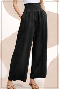 Smocked Waist Wide Leg Pant