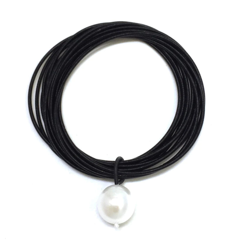 Piano Wire Bracelet + Pearl