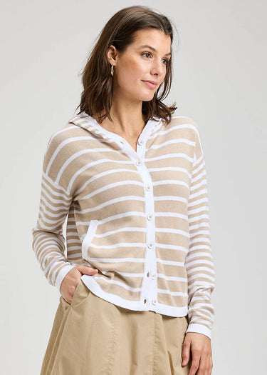 Stripe Button Up Hoodie
