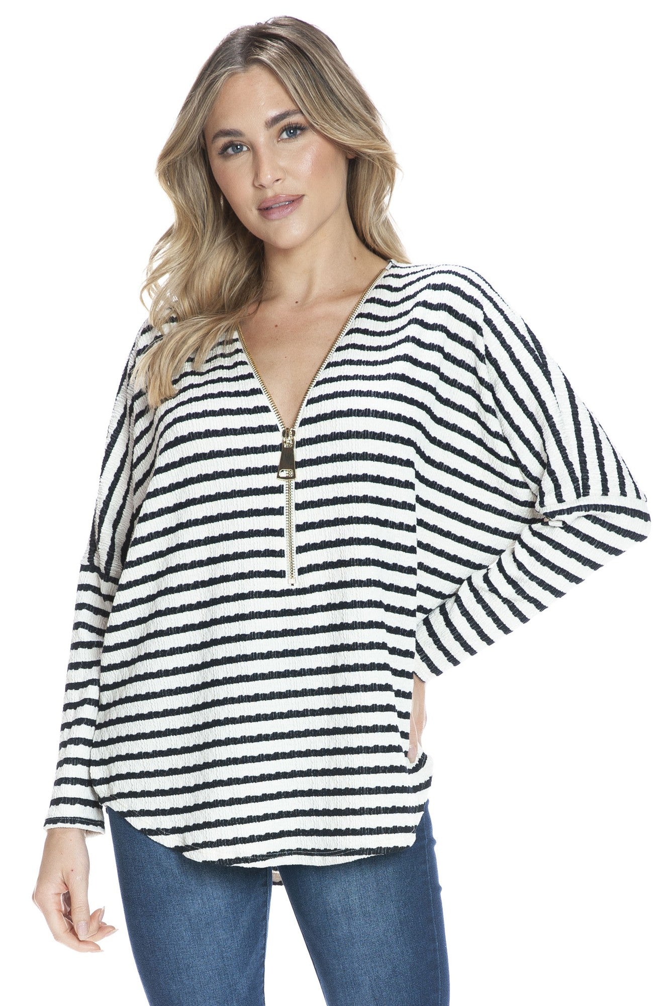 Stripe Zipper Top