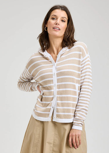 Stripe Button Up Hoodie