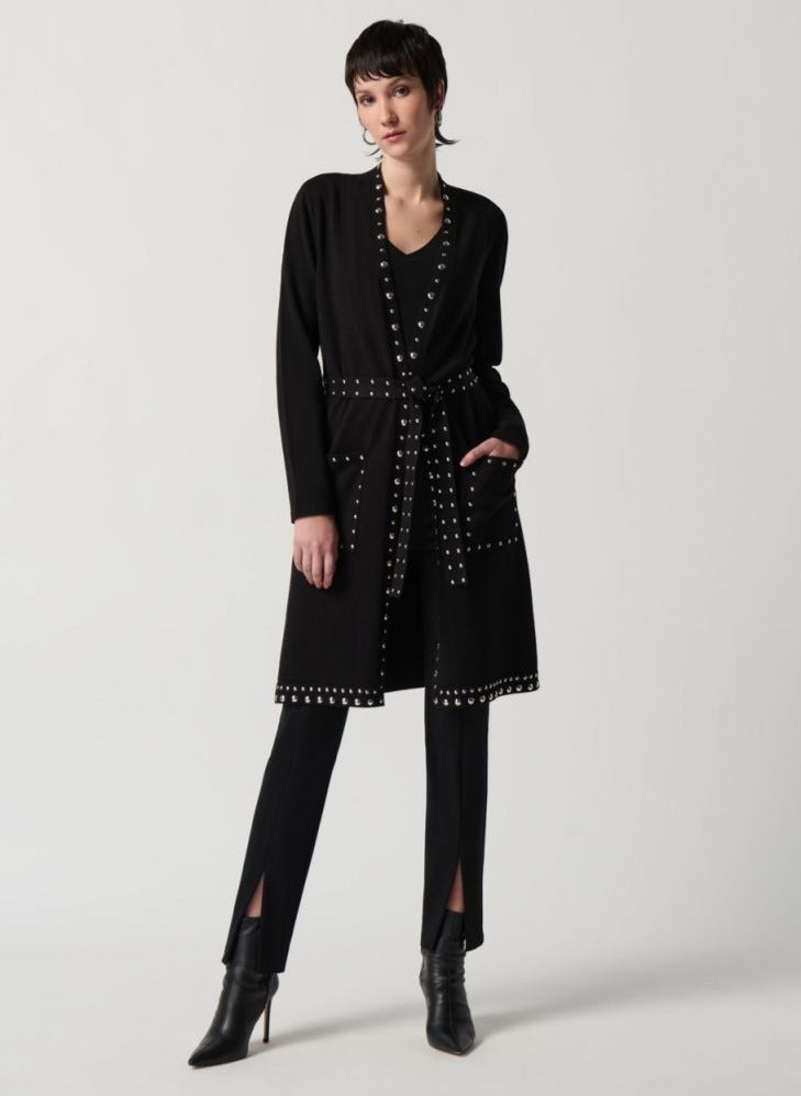 Belted Studded Long Cardigan