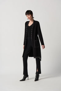 Belted Studded Long Cardigan
