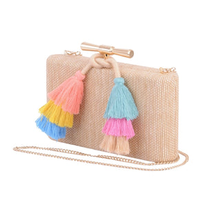 Raffia Tassel Clutch