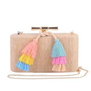 Raffia Tassel Clutch