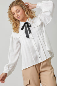 Tie Neck Pleated Blouse