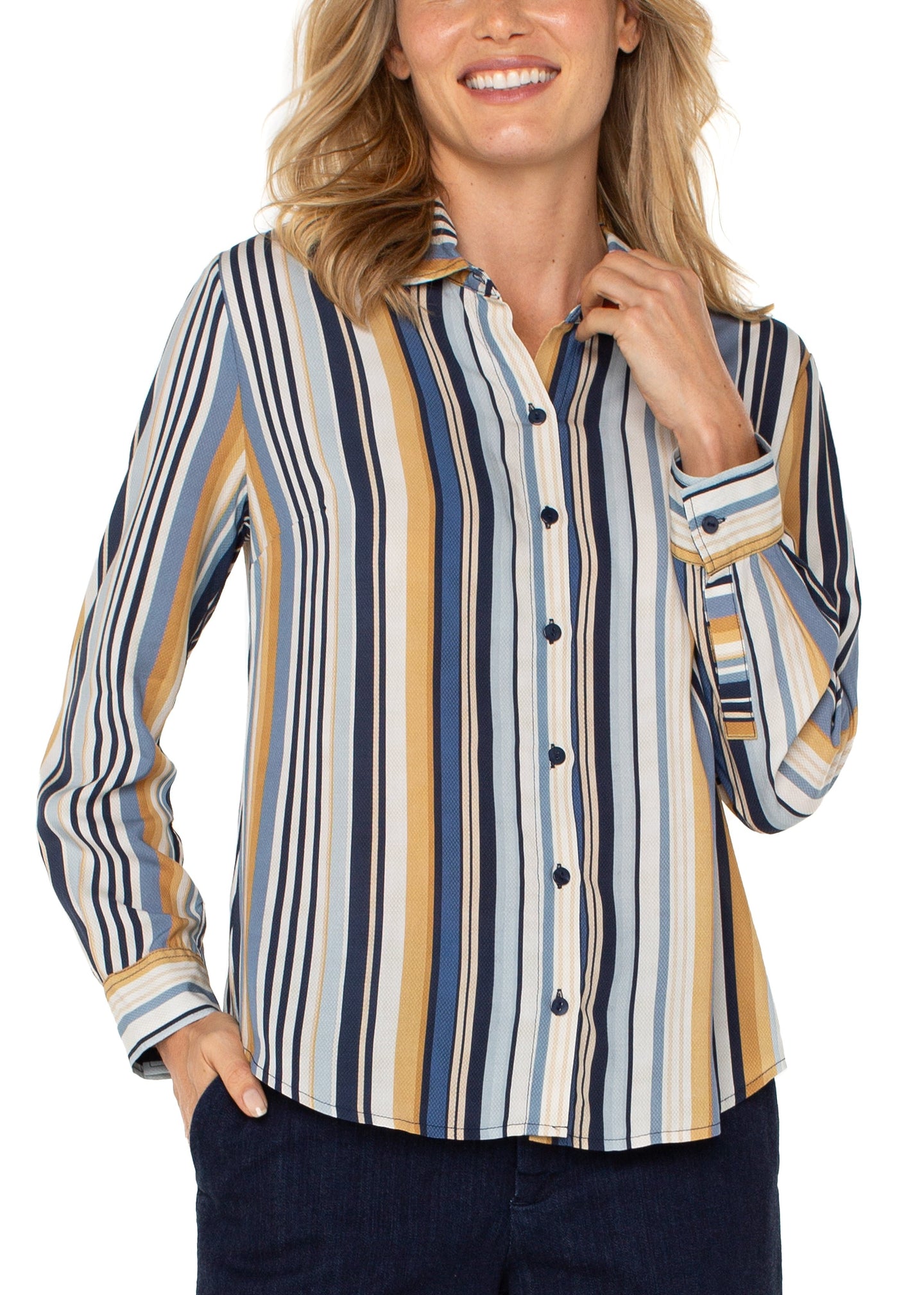 Button Front Stripe Shirt