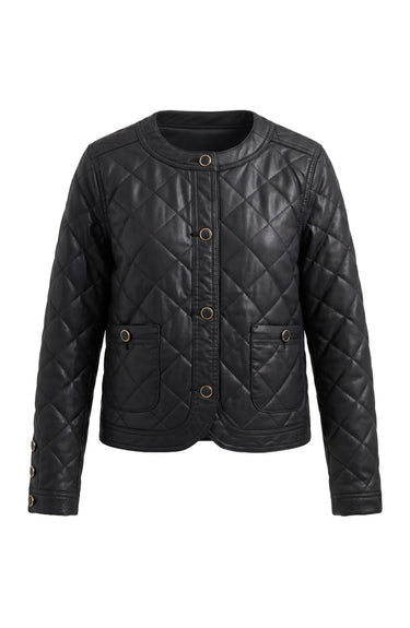 Vegan Quilted Collarless Jacket