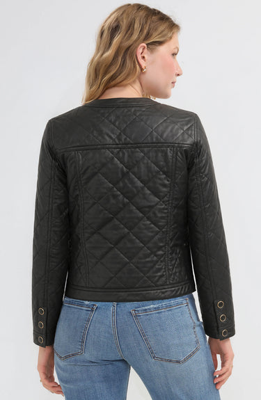 Vegan Quilted Collarless Jacket