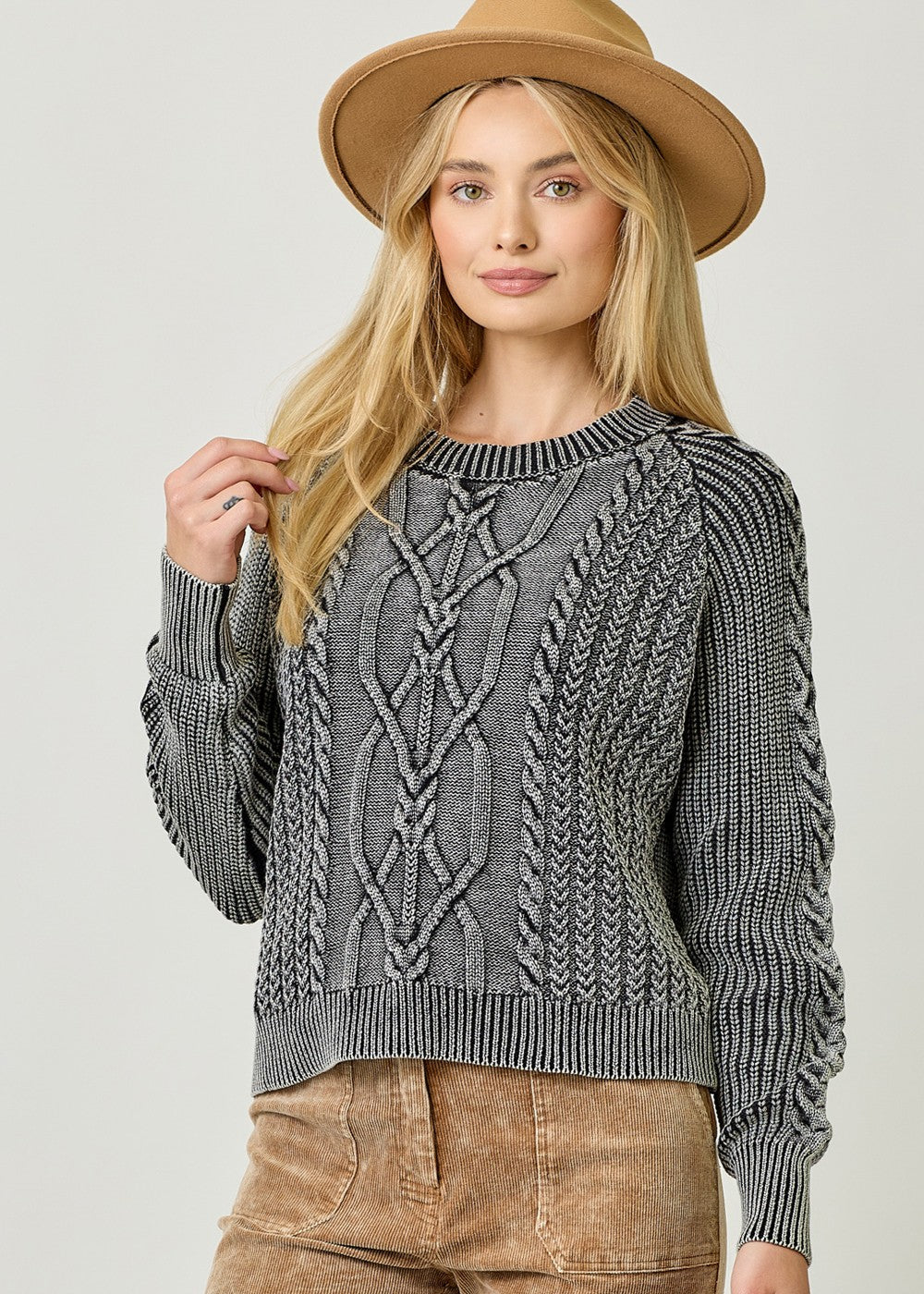 Washed Cable Sweater
