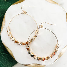 Load image into Gallery viewer, Open Circle + Metal Beaded Hoops
