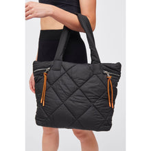 Load image into Gallery viewer, Lorie Nylon Quilted Tote with Zip - BLACK
