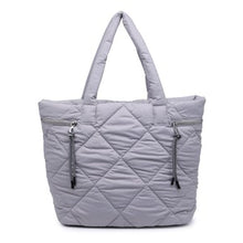 Load image into Gallery viewer, Lorie Nylon Quilted Tote with Zip - GREY

