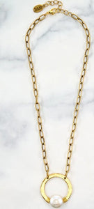 Large Circle + Pearl Necklace