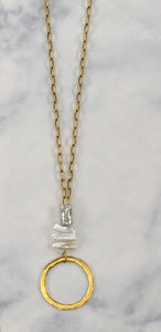 30" Pearl+Circle Pendant Necklace