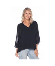 Load image into Gallery viewer, Chiffon Overlay V-Neck Top
