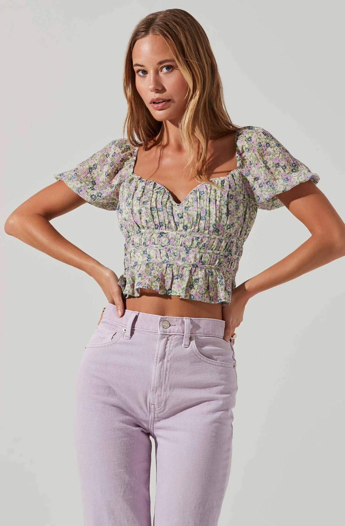 Leigh Pleated Floral Top
