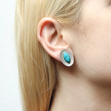Load image into Gallery viewer, Oval Stud + Turquoise Stone

