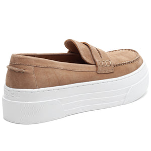 Suede Penny Moc Slip On Wedge