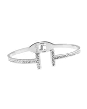 Load image into Gallery viewer, Hinge Cuff T Bar W/Cz Stones
